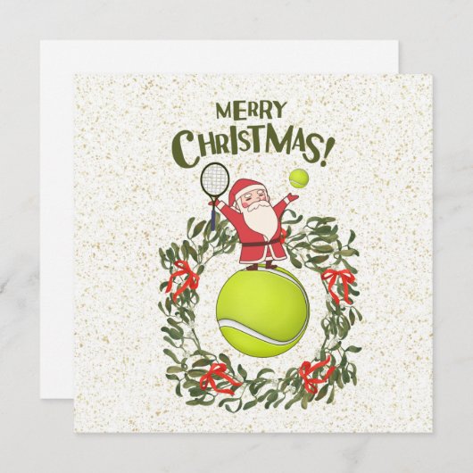 Cartes Pour Fêtes Annuelles Tennis Joyeux Noël avec le Père Noël (Devant / Derrière)