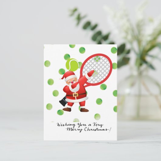 Cartes Pour Fêtes Annuelles Tennis Joyeux Noël avec le Père Noël (Debout devant)