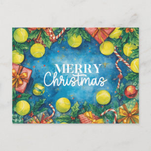Cartes Pour Fêtes Annuelles Tennis Joyeux Noël balle de tennis sur le court H