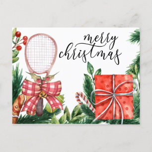 Cartes Pour Fêtes Annuelles Tennis Noël avec aquarelle raquette
