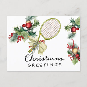 Cartes Pour Fêtes Annuelles Tennis Noël avec aquarelle raquette