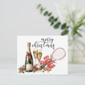 Cartes Pour Fêtes Annuelles Tennis Noël avec aquarelle raquette (Debout devant)