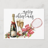 Cartes Pour Fêtes Annuelles Tennis Noël avec aquarelle raquette (Devant)