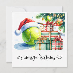 Cartes Pour Fêtes Annuelles Tennis Noël avec balle de tennis et raquette