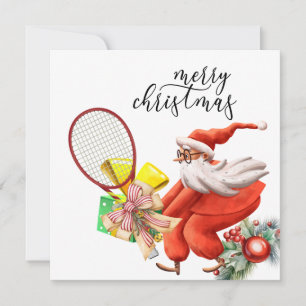 Cartes Pour Fêtes Annuelles Tennis Noël avec raquette et couronne de Noël