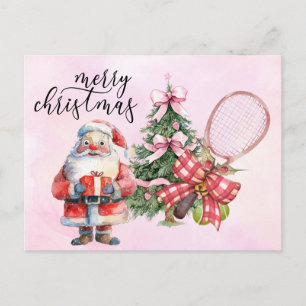 Cartes Pour Fêtes Annuelles Tennis Noël avec raquette et couronne de Noël