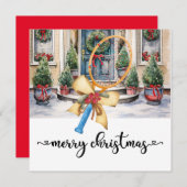 Cartes Pour Fêtes Annuelles Tennis Noël avec raquette et thème Noël (Devant / Derrière)