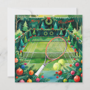 Cartes Pour Fêtes Annuelles Tennis Noël thème au Court