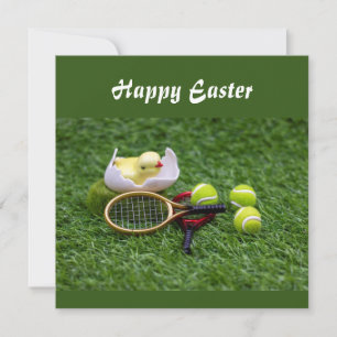Cartes Pour Fêtes Annuelles Tennis Pâques vacances avec raquette et balles