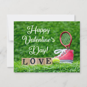 Cartes Pour Fêtes Annuelles Tennis pour la Saint-Valentin avec raquette et bal