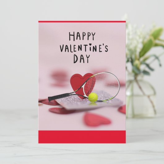 Cartes Pour Fêtes Annuelles Tennis Saint-Valentin avec AMOUR pour Joueur rouge (Debout devant)