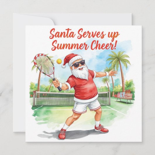 Cartes Pour Fêtes Annuelles Tennis Santa Claus thème de Noël (Devant)