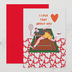 Cartes Pour Fêtes Annuelles Tennis Valentine's Day avec AMOUR pour Joueur roug