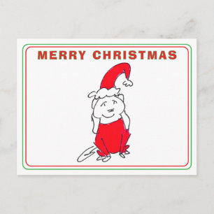 Cartes Pour Fêtes Annuelles Tenue de Noël rouge souriante Chien de dessin anim
