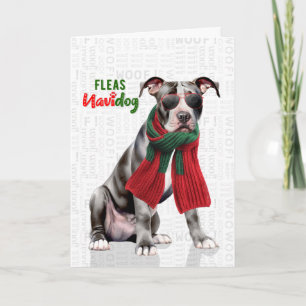 Cartes Pour Fêtes Annuelles Teriér de Stafford Noël Navidog Puces