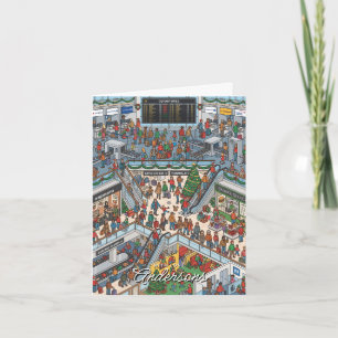 Cartes Pour Fêtes Annuelles Terminal d'aéroport animé Thème de voyage drôle