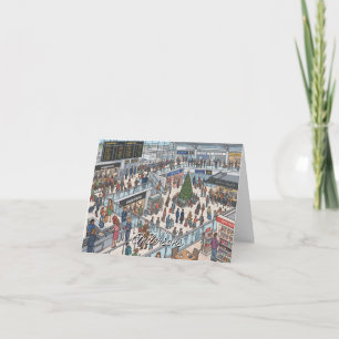 Cartes Pour Fêtes Annuelles Terminal d'aéroport animé Thème de voyage drôle