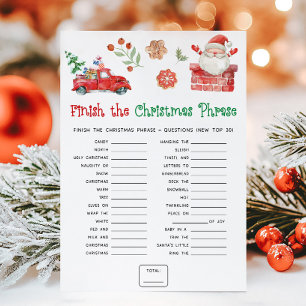 Cartes Pour Fêtes Annuelles Terminez le jeu de phrases de Noël de Santa