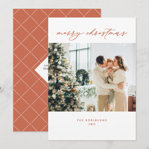Cartes Pour Fêtes Annuelles Terracota moderne Élégant Noël Photo Holiday C