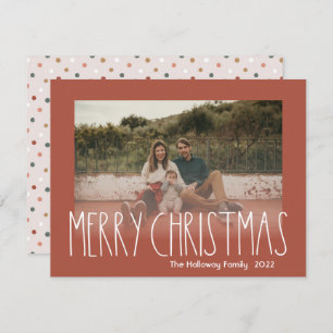 Cartes Pour Fêtes Annuelles Terracotta Boho Polka Dot Christmas Faded Photo