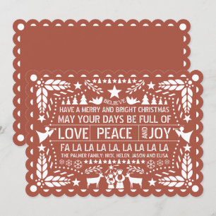 Cartes Pour Fêtes Annuelles Terracotta Love Peace Joie papel picado Noël