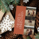 Cartes Pour Fêtes Annuelles Terracotta moderne minima multi photo botanique<br><div class="desc">Elégant Terracotta moderne minimaliste multi photo aquarelle feuillage botanique audacieux typographie graphique carte de Noël.</div>