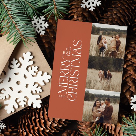 Cartes Pour Fêtes Annuelles Terracotta moderne minima multi photo botanique