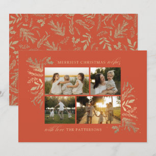 Cartes Pour Fêtes Annuelles Terracotta Or 4 Photo Famille Noël Collage