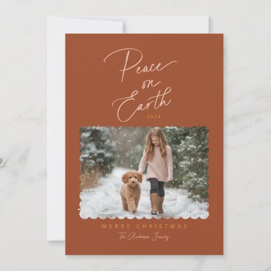 Cartes Pour Fêtes Annuelles Terracotta Pink Peace sur Terre Script Photo moder (Devant)