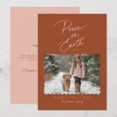 Cartes Pour Fêtes Annuelles Terracotta Pink Peace sur Terre Script Photo moder (Devant / Derrière)