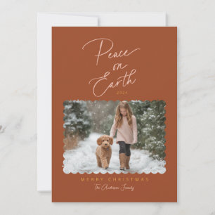 Cartes Pour Fêtes Annuelles Terracotta Pink Peace sur Terre Script Photo moder