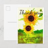 Cartes Pour Fêtes Annuelles Terrain de tournesol (Devant / Derrière)