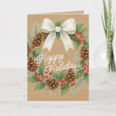 Cartes Pour Fêtes Annuelles Terrain Décembre Classé Avec Aquarelle Bow Blanche (Devant)