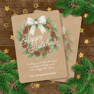 Cartes Pour Fêtes Annuelles Terrain Décembre Classé Avec Aquarelle Bow Blanche
