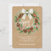 Cartes Pour Fêtes Annuelles Terrain Décembre Classé Avec Aquarelle Bow Blanche (Devant)