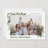 Cartes Pour Fêtes Annuelles Terre Boho Vert Sèche Brosse de Noël Photo (Devant)