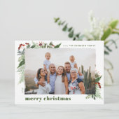 Cartes Pour Fêtes Annuelles Terre Boho Vert Sèche Brosse de Noël Photo (Debout devant)