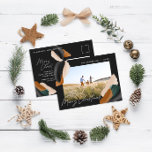 Cartes Pour Fêtes Annuelles Terre cuite noire moderne minime aquarelle photo<br><div class="desc">Budget noir,  vert,  terre cuite abstraite aquarelle moderne script 1 photo carte postale de noël. Design moderne sur mode vert,  beige et couleur terre cuite.</div>