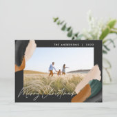 Cartes Pour Fêtes Annuelles Terre cuite noire moderne minime aquarelle photo (Debout devant)