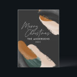 Cartes Pour Fêtes Annuelles Terre cuite vert noir aquarelle moderne minimalist<br><div class="desc">Carte de Noël non photo à motif aquarelle abstraite en terre cuite noire et verte,  écriture moderne. Design moderne dans les tons de vert,  beige et terre cuite.</div>