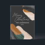 Cartes Pour Fêtes Annuelles Terre cuite vert noir aquarelle moderne minimalist<br><div class="desc">Carte de Noël non photo à motif aquarelle abstraite en terre cuite noire et verte,  écriture moderne. Design moderne dans les tons de vert,  beige et terre cuite.</div>