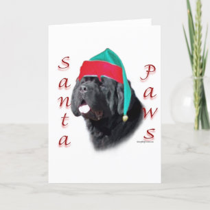 Cartes Pour Fêtes Annuelles Terre-Neuve (noir) Père Noël Paws