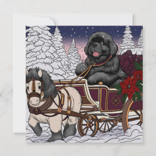 Cartes Pour Fêtes Annuelles Terre-Neuve Père Noël Sleigh