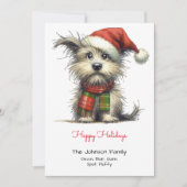 Cartes Pour Fêtes Annuelles Terrier Chiot dans un Santa Hat Happy (Devant)