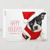 Cartes Pour Fêtes Annuelles Terrier de Boston de Noël (Devant / Derrière)