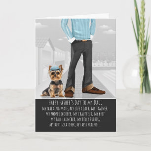 Cartes Pour Fêtes Annuelles Terrier du Yorkshire Chien et Papa Drôle Fête des