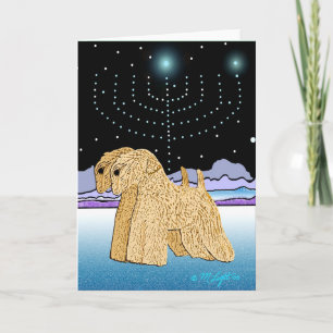 Cartes Pour Fêtes Annuelles "Terriers blonds comme les blés chez Chanukah "