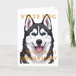 Cartes Pour Fêtes Annuelles Territoire du Connecticut Chien Husky de Sibérie