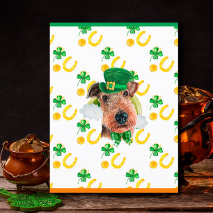 Cartes Pour Fêtes Annuelles Tervueren Airedale Terrier Chien Trèfle St. Patric