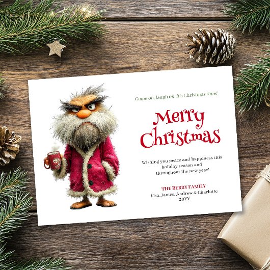 Cartes Pour Fêtes Annuelles Testy Santa custom cartoon Christmas greeting card